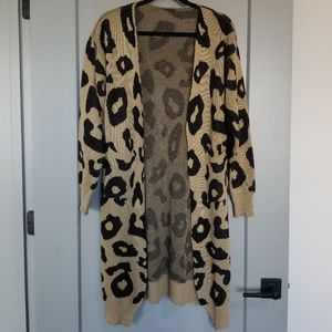 Vestidos Open Front Leopard Print Cardigan Size Small
